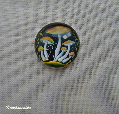 Skleněný kabošon houby 20mm