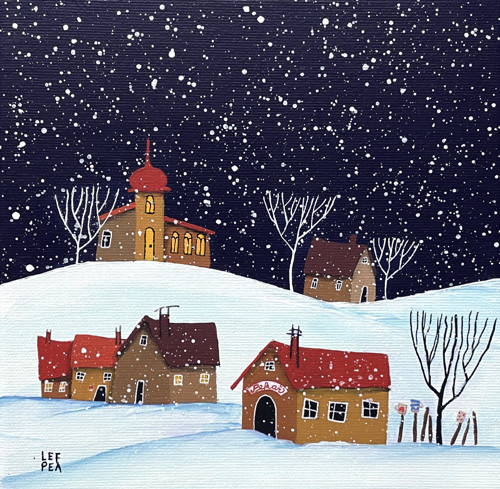 Zimní vesnička - 20x20cm — foto 1