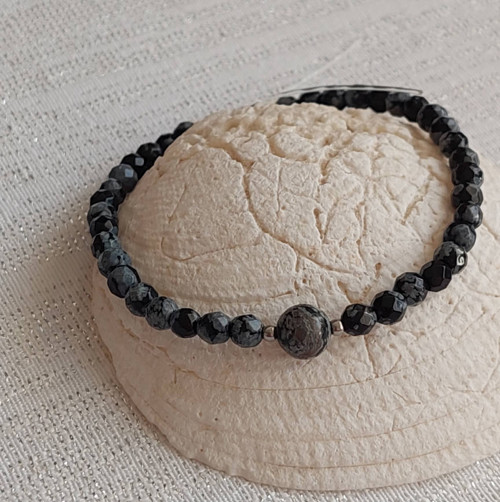 Minerální náramek. Obsidian.