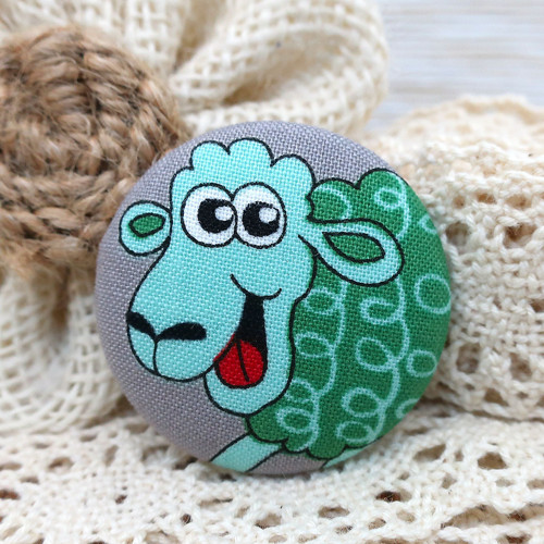 Buttonková brož Veselá ovce 38mm *na objednávku