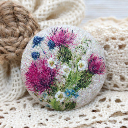 Buttonková brož Luční kvítí 38mm *na objednávku