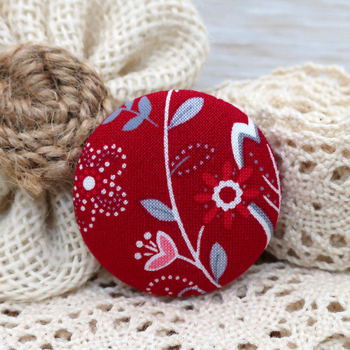 Buttonková brož Červená 38mm *na objednávku