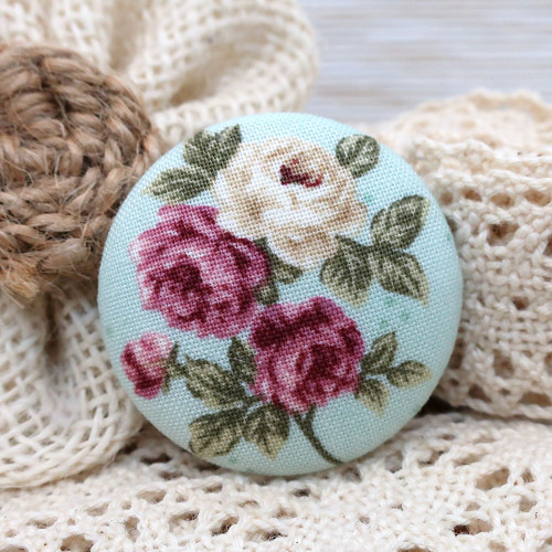 Buttonková brož Větvička růže 38mm *na objednávku