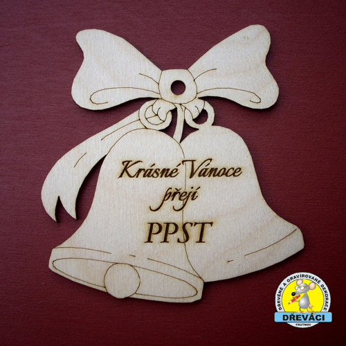 VÁNOČNÍ ZVONKY - ozdoba s přáním 10 cm