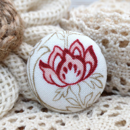 Buttonková brož Růžový květ 29mm