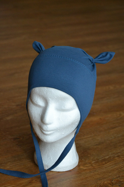 Ušanka na zavazování "jeans"47-51cm