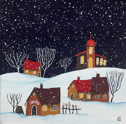 Zimní vesnička - 20x20cm — foto 1
