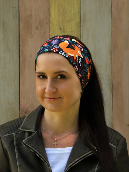 Úpletová čelenka líška navy
