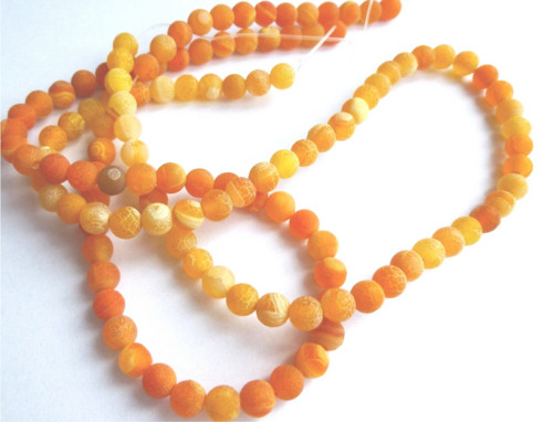 Praskaný achát matný 6 mm oranžový/10ks