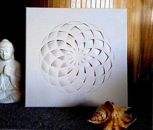 Bílý lotos/ mandala/ posvátná geometrie 30x30 cm