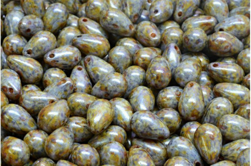 20 ks Picasso Shine Blue Patina Brown Teardrop