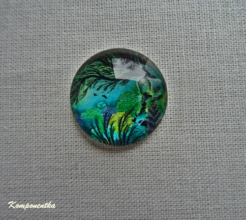 Skleněný kabošon příroda 12mm 1kus