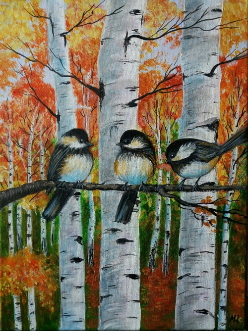 Brezy s vtákmi_30x40 cm