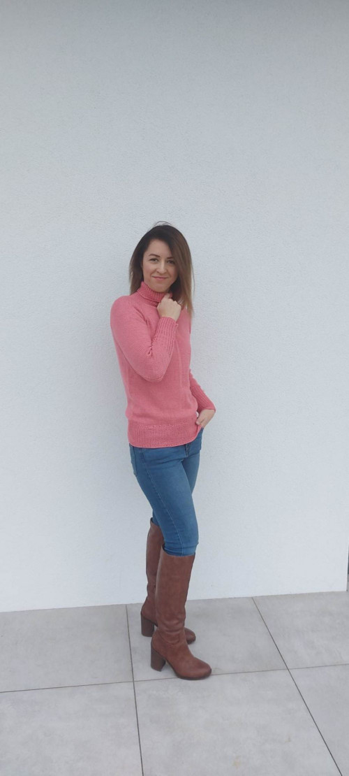 Dámský pletený svetr, 85% merino, 15% hedvábí