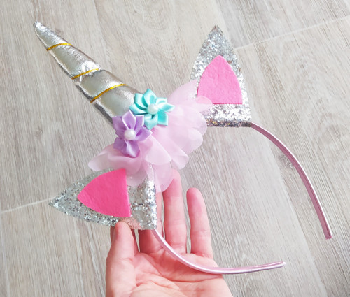 Čelenka jednorožec / Unicorn - stříbrná