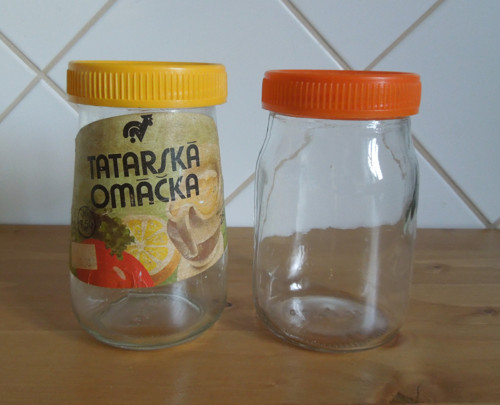 Retro staré skleničky s víčky, 2 ks