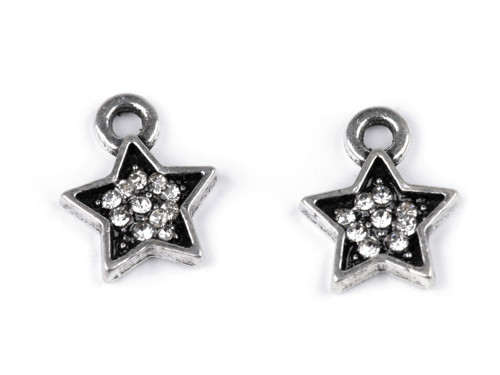Přívěsek hvězda s kamínky 9 mm (1ks) - crystal