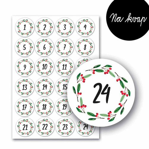 Samolepky na adventní kalendář - 4,5cm/24ks
