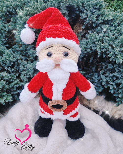 Háčkovaný Santa cca 30cm v sedě