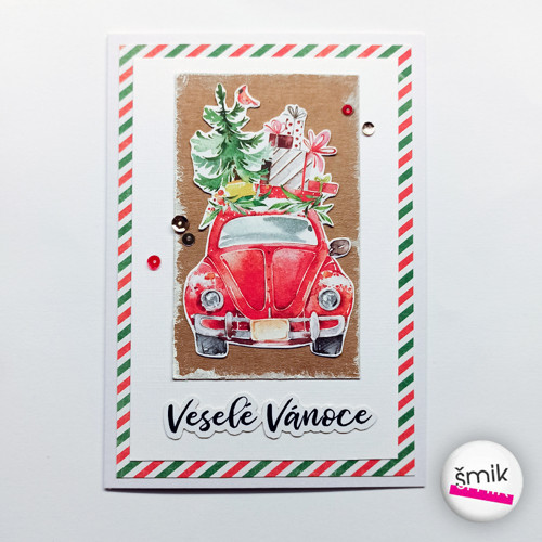 Vánoční přání A6 s autem "Christmas Treats"