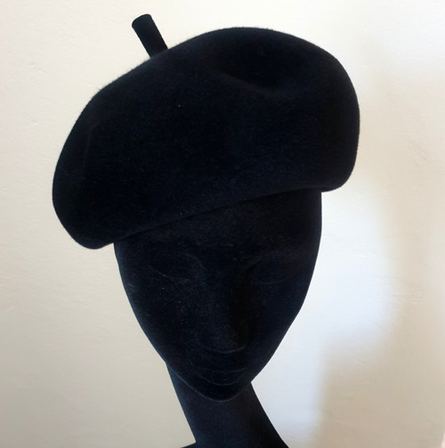 Plstěný Baret S Anténkou Černý Velur