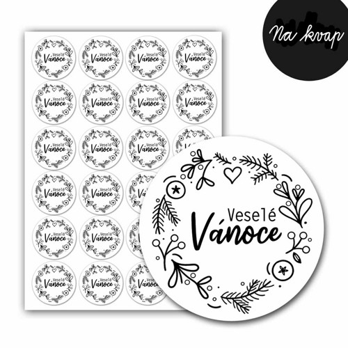 Vánoční samolepky s věnečkem - 4,5cm/24ks