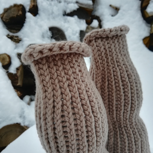 Pletené návleky - béžové — foto 1