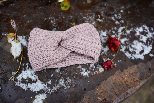 Starorůžová twist čelenka vlna/akryl