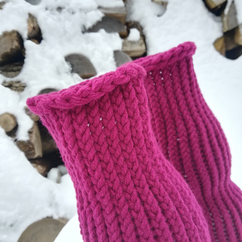 Pletené návleky - purpurové — foto 1