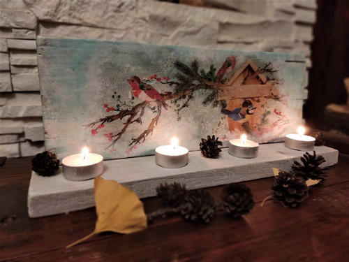 "Adventní svicen s ptáčky"