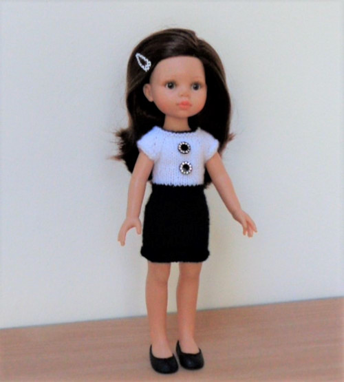 Černobílé šaty na panenku Paola Reina 32 cm