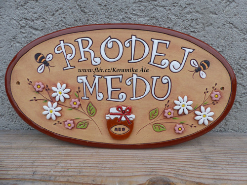 Oválná cedule ,,PRODEJ MEDU " 6 / na objednávku