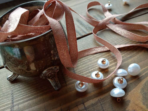 Rose Gold - bavlněná stuha 6 mm x 1 m