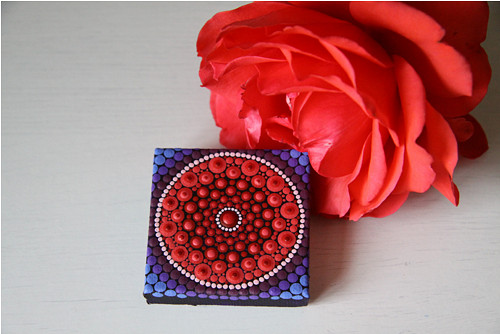 Mini mandala na plátně – květ růže