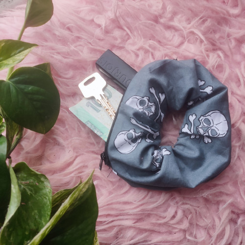 Scrunchie zipper lebková gumička s kapsičkou — foto 1