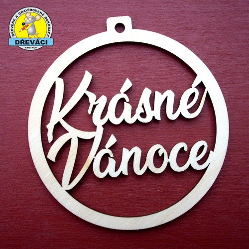 Dřevěná ozdoba Krásné vánoce 8 cm - KV0350/005