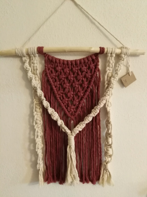 Macramé béžová sv, +pálená cihla