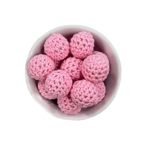 Háčkované korálky(1pár) - pr.20mm - pink (č.28)