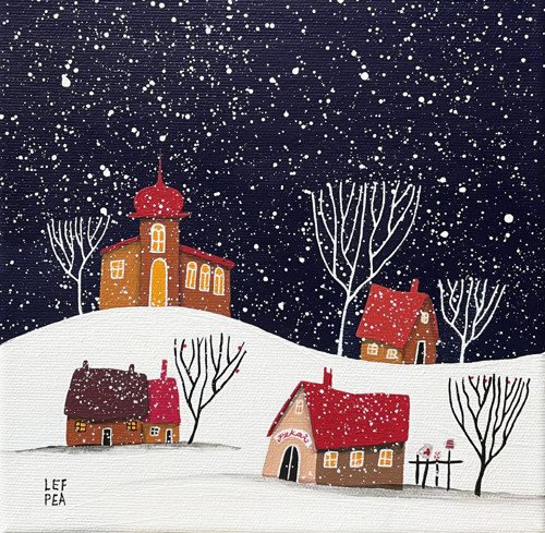 Zimní vesnička - 20x20cm — foto 1