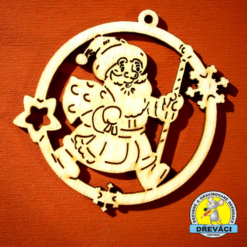 Dřevěná vánoční ozdoba Santa 8 cm - KV0350/023