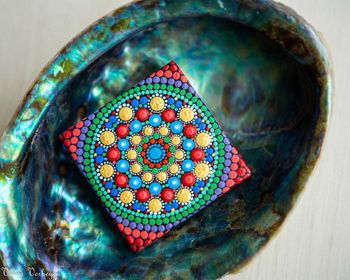 Mini mandala na plátně - zářivá