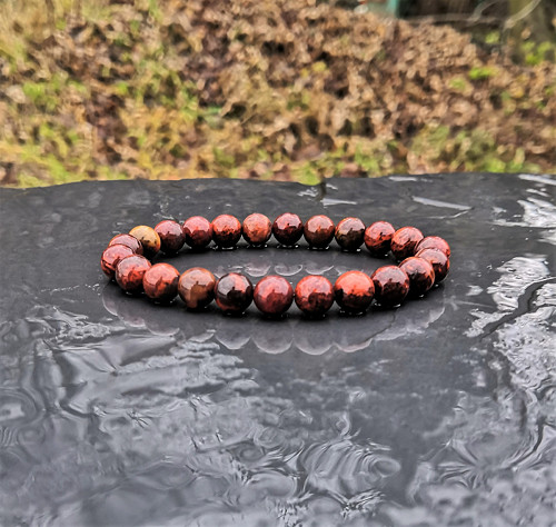 Achát*červenohnědý*minerální náramek*0,8 cm