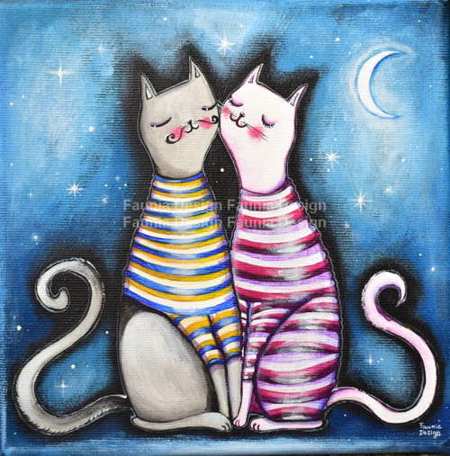 "Kočičky zamilované" - 20x20 cm