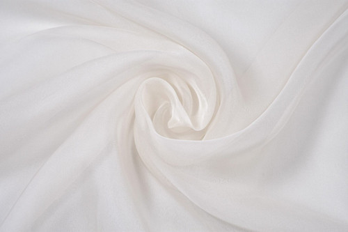 100% hedvábí - šifon ivory (krémový) — foto 1