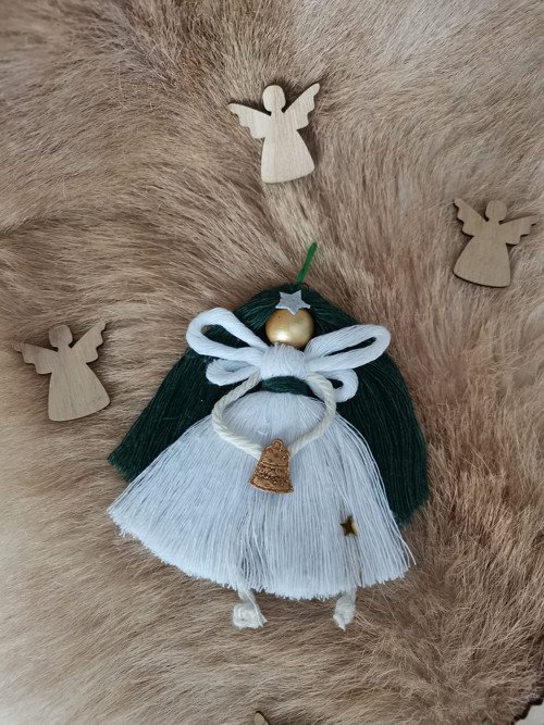 MACRAME ANDĚL-bílo-zelený — foto 1