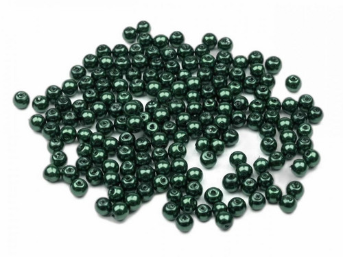 50g zelená tmavá skleněné voskové perly ø4 mm,