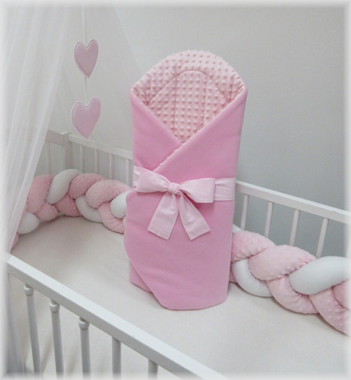 Zavinovačka 80x80 fleece s minky růžová