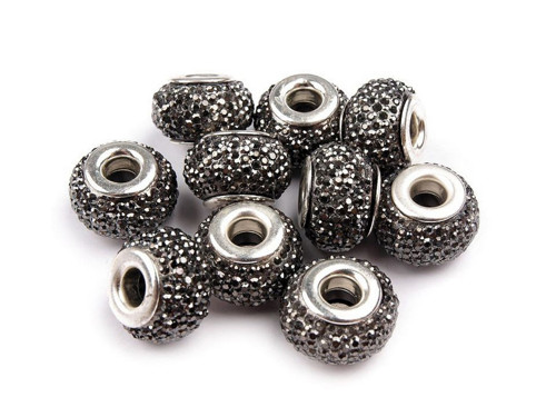 Plastový korálek 9x14 mm (1ks) - hematit