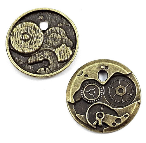 Bronzový steampunk přívěsek s ozubenými kolečky