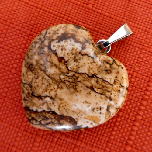 Přívěšek Srdce minerál jaspis obrázkový 2,7 cm